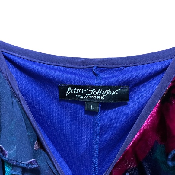 SOLD 90s Vintage Betsey Johnson Velvet Burnout Floral Dress - Picture 3 of 3